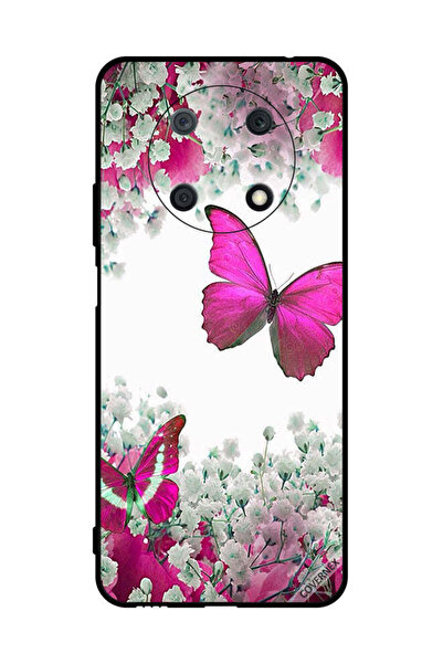 Covernex غطاء حماية لهاتف هواوي نوفا واي 90 - فراشات جميلة وورود صغيرة