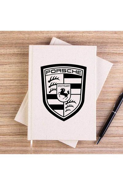 Z zepplin Porsche Logo Black Cream Unlined Canvas Notebook
