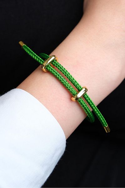 Jack Ferrero Gold Steel / Unisex Colorful String Bracelet (Adjustable)