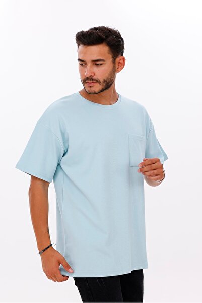 yakamor supradimensionat buzunar dublu pentru bărbați tricou