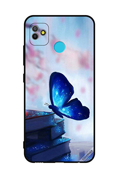Covernex غطاء حماية لهاتف تكنو بوب 5 بتصميم فراشة على الكتب