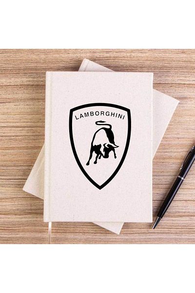 Z zepplin Lamborghini Logo Black Cream Unlined Canvas Notebook