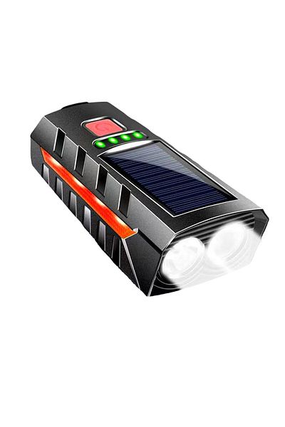 Renew Force Solar & USB Force Bicycle Headlight, Gift Taillight, Horn, 3 Lighting Modes, 1200 Lumens