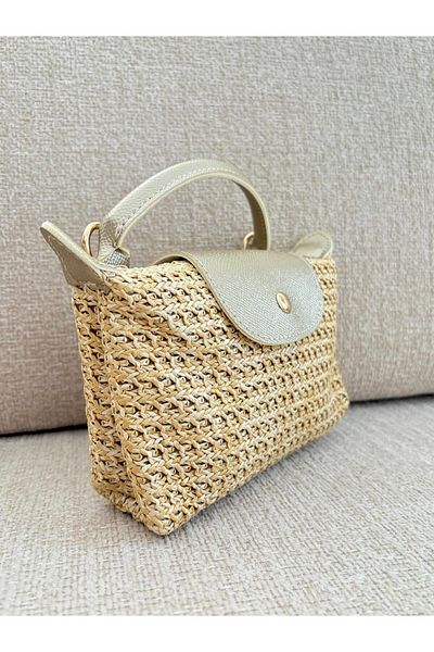 Z&M COLLECTION BAG SHOPPİNG Geantă de damă din paie, cu un singur mâner, cu închidere cu fermoar