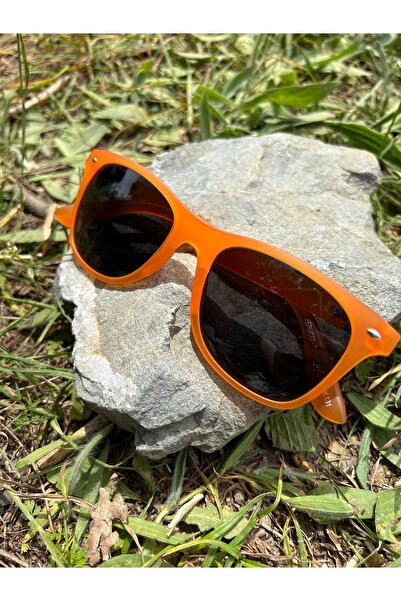 Ferrucci Transparent Orange Matte Rectangular Framed Black Glass Brand Model Unisex Sunglasses