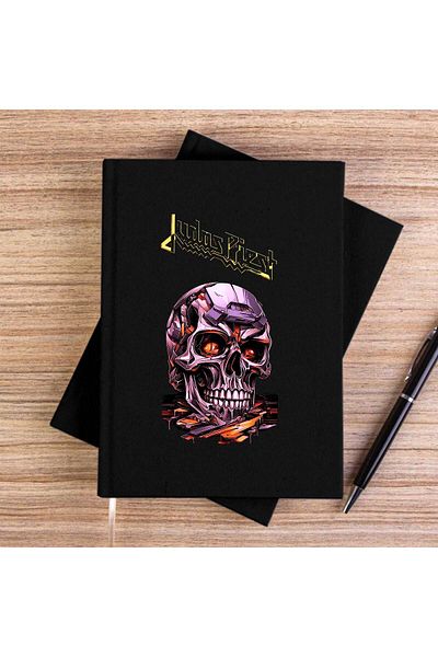 Z zepplin Judas Priest Modern Skeleton Black Unlined Canvas Notebook