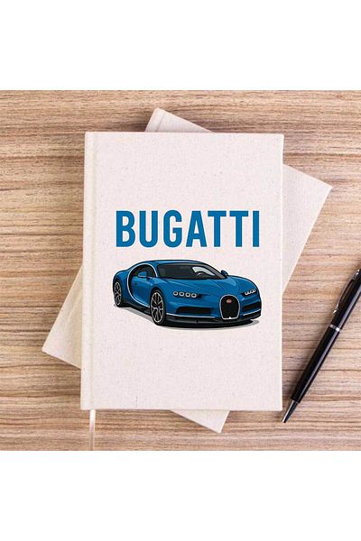 Z zepplin Bugati Blue Sport Car Cream Unlined Canvas Notebook