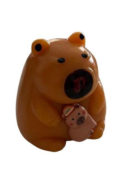 Squishy Jucărie Capibara cu Mascotă, Antistres, Maro, Gumă