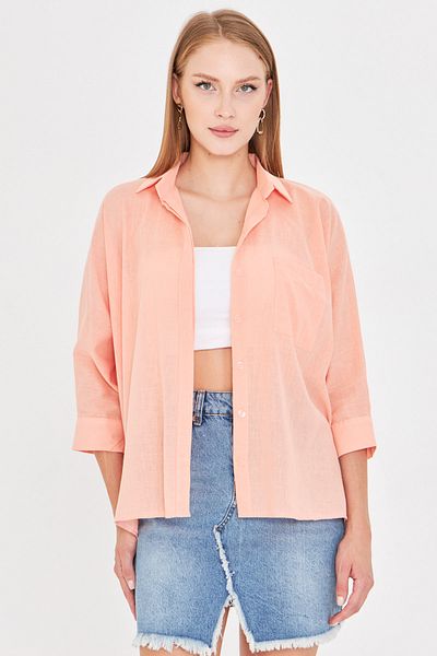 armonika Cămașă casual de in pentru femei Yavruağzı cu buzunare ARM-21Y001035