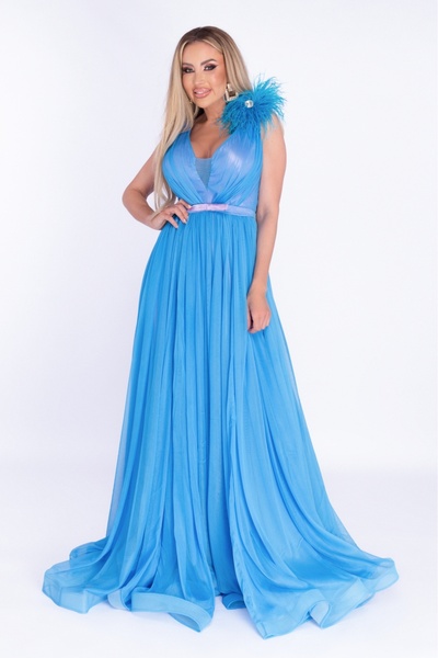 Atmosphere Fashion Rochie lungă din tul albastru