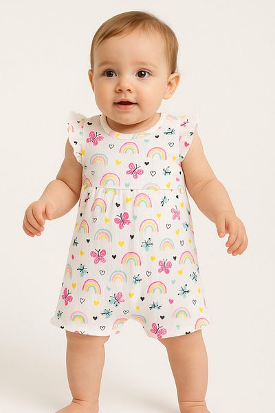 Fuar Baby 100% Cotton Camisole Short Leg Baby Romper (3-24 Months)