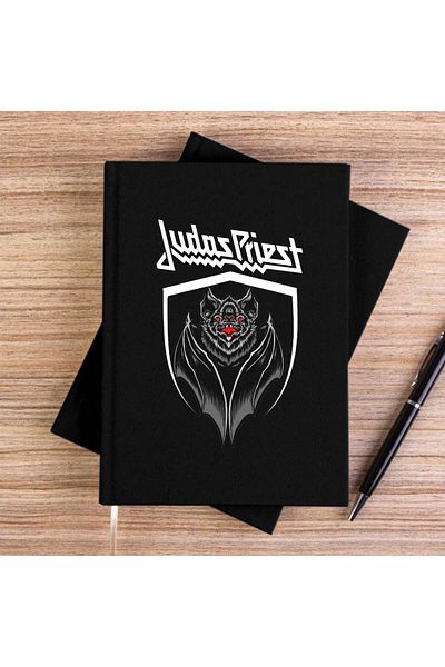 Z zepplin Judas Priest Bat Black Unlined Canvas Notebook