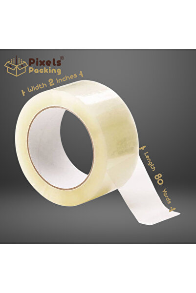 PixelsPacking PixelsPacking 3 Pack Clear Adhesive Tape + Tape Dispenser Cutter 80 Yards Long 2 Inch Wide, Perfect for Parcels