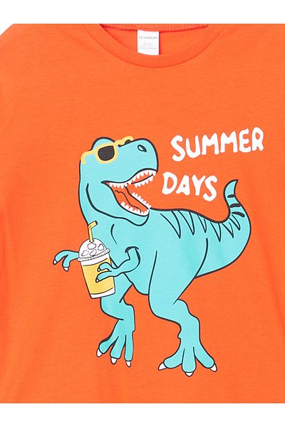 LC Waikiki Crew Neck Dinosaur Printed Boys' T-Shirt