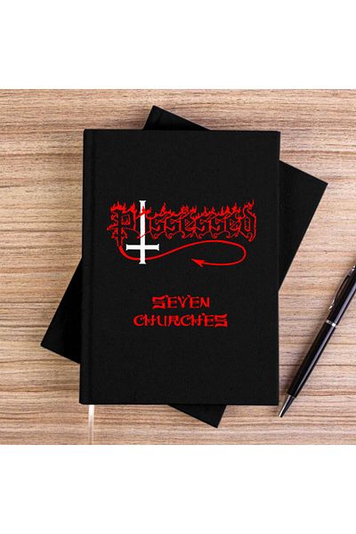 Z zepplin Possessed Seven Churches Black Unlined Canvas Notebook