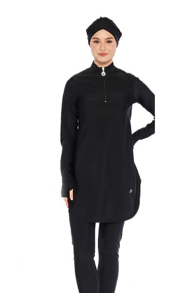 allsea Black Full Covered Hijab Swimsuit – Half Zipper C4T7N16