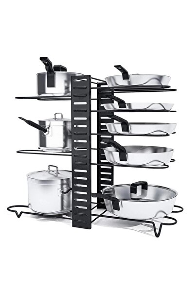 divendi-ro Organizator metalic reglabil pentru oale și tigăi cu 8 rafturi