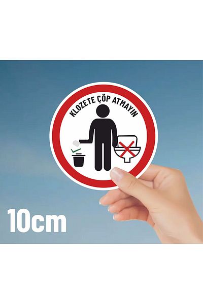 zafrakreklam Wc Toilet Warning Diversion Sticker 12 Pcs 10 cm