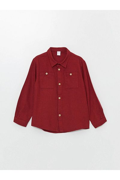 LC Waikiki Lcw Kids Claret Red Long Sleeve Basic Boy's Shirt