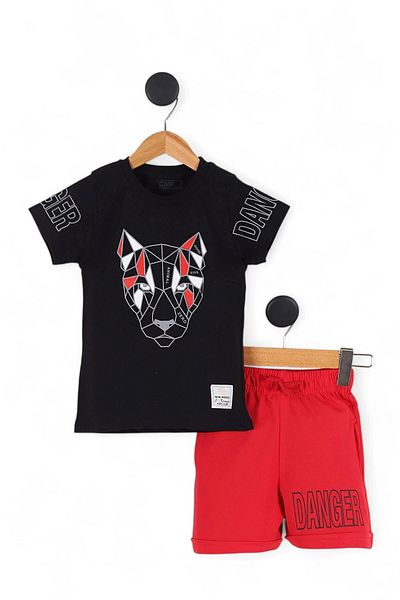 VOY KİDS Tight Mold! Erk K Children 4-11 Years Pocket Summer Detail Shorts Bottom Top Set