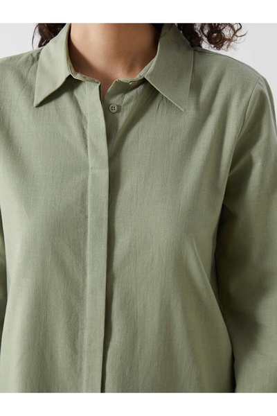 LC Waikiki LCW Modest Yeşil Regular Fit Kadın Gömlek Tunik