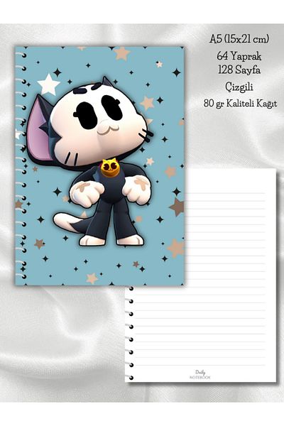 daily notebook Kit Brawl Stars School Notebook with Stripes,64 Sheets Spiral A5 Medium Size (14X21 cm) Size