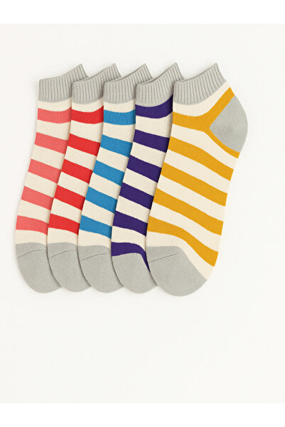 Black Arden Socks Günlük Kullanıma Uygun 5’li Kadın Çizgili Çorap Seti - Kısa...