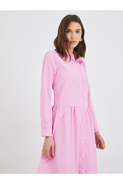 Take Two By Styli Checked Print Buttoned A-Line Maxi Dress