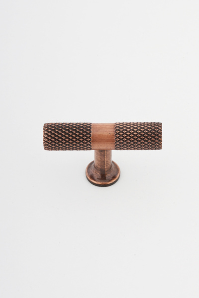 IRK METAL VE HIRDAVAT T Bar (Serrated) Baklava Sliced Antique Copper Handle Furniture Kitchen Drawer Door Handle