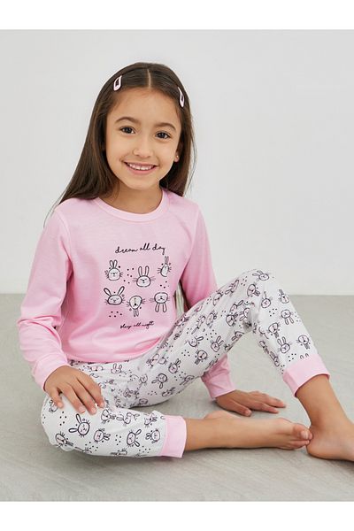 Styli Graphic Print Long Sleeve T-Shirt and Pyjama Set