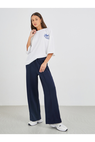 Styli بنطال رياضي سكوبا بتفاصيل Pintuck مع حزام خصر مطاطي