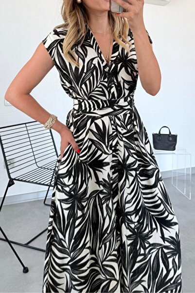 Suziş KUŞAKLI V YAKA BASIC GÖMLEK ELBİSE 4S193