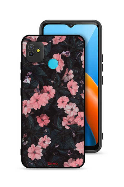 Tolwak غطاء حماية لهاتف تكنو بوب 5 - لون الخوخ والورود الصغيرة