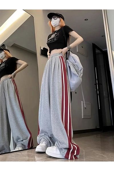 RockMore Y2K Harajuku Stripe Blocked Sweatpants
