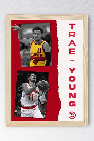 Saturn Trae Young Framed Painting - Atlanta Hawks Nba Poster Painting