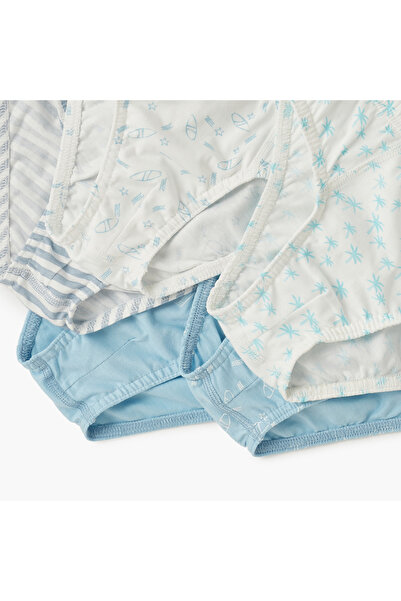 Juniors Nautical Print Briefs with Elasticated Waistband - Set of 5