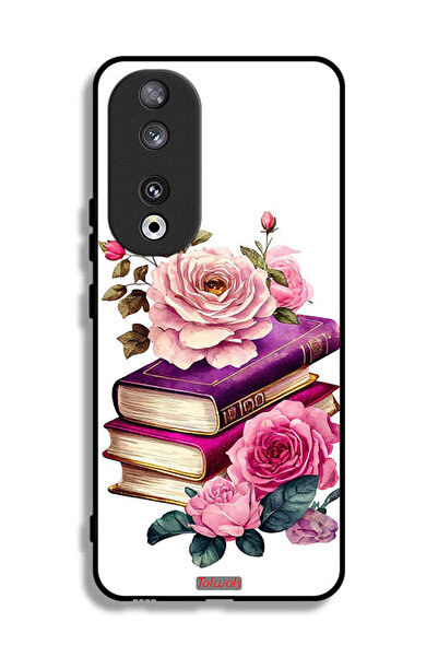Tolwak غطاء حماية لهاتف Honor 90 بنقشة الورود والكتب