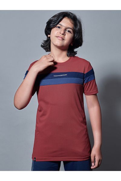 Technosport By Styli Color Block Short Sleeves Crew Neck T-Shirt