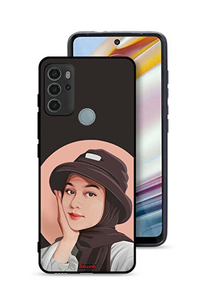 Tolwak غطاء حماية موتورولا موتو جي 60 إس بتصميم فتاة قبعة لطيفة ورسم فني