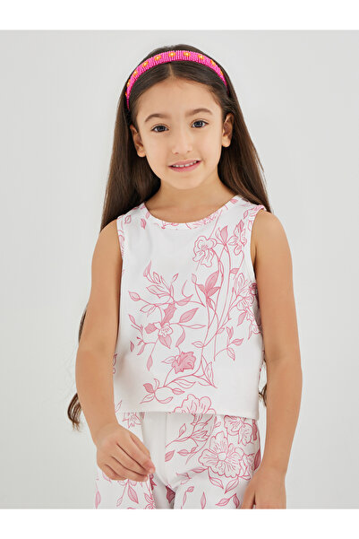 Styli Girls Floral Print Ruffled Top and Asymmetric Hem Culottes Set