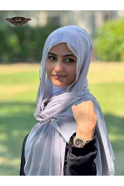 ALDIRA Chiffon Shawl with Stone Edge 180 Santa with Stones