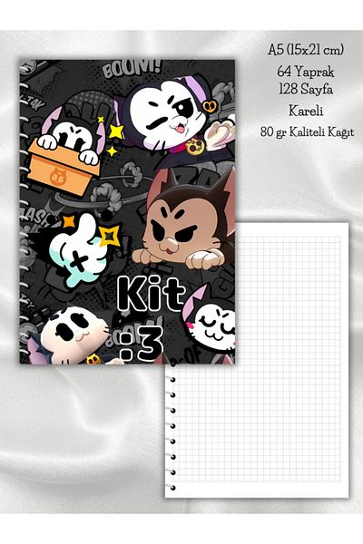 daily notebook Kit Brawl Stars Checkered School Notebook,64 Sheets Spiral A5 Medium Size (14X21 cm) Size