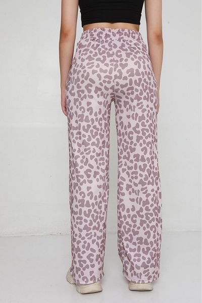 lzv Women's Patterned Ottoman Fabric Palazzo Trousers