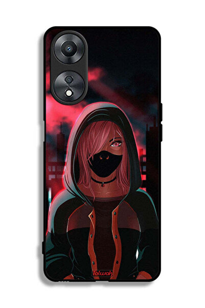 Tolwak غطاء حماية لهاتف Oppo A58 5G برسومات فتاة ترتدي قناعًا