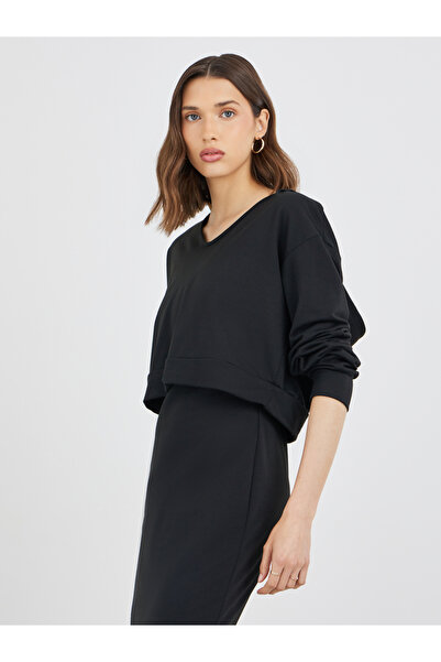 Take Two By Styli Women Solid V Neck Sweatshirt and Bodycon Midi Dress Co-Ords