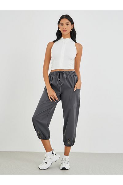 Styli Relaxed Fit Cropped Pants with Drawstring
