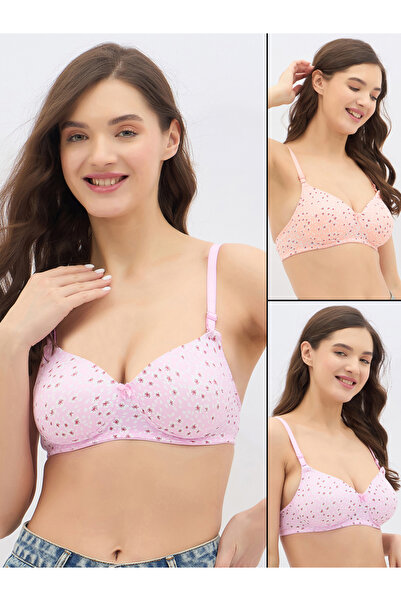 Clovia By Styli عبوة من قطعتين - حمالة صدر تي شيرت مبطنة بدون أسلاك بطبعة زهور متعددة الاتجاهات لتغطية كاملة