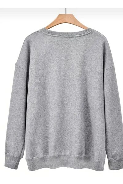 caddekombin Šedá mikina s leopardím vzorem a potiskem srdce