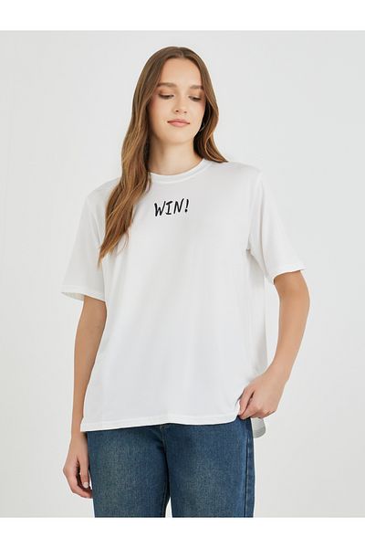 Styli Slogan Print Round Neck T-Shirt