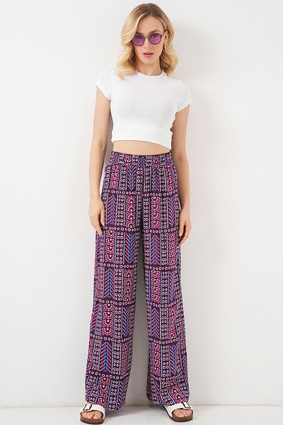 Bigdart Women's Patterned Viscose Trousers 6749 - Purple